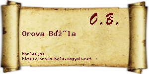 Orova Béla névjegykártya